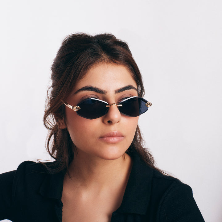 Retro Hexagon UV400 Protection Sunglasses - Black