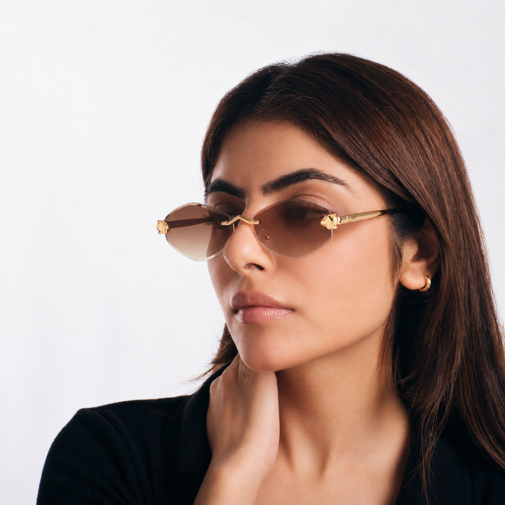 Retro Hexagon UV400 Protection Sunglasses - Brown