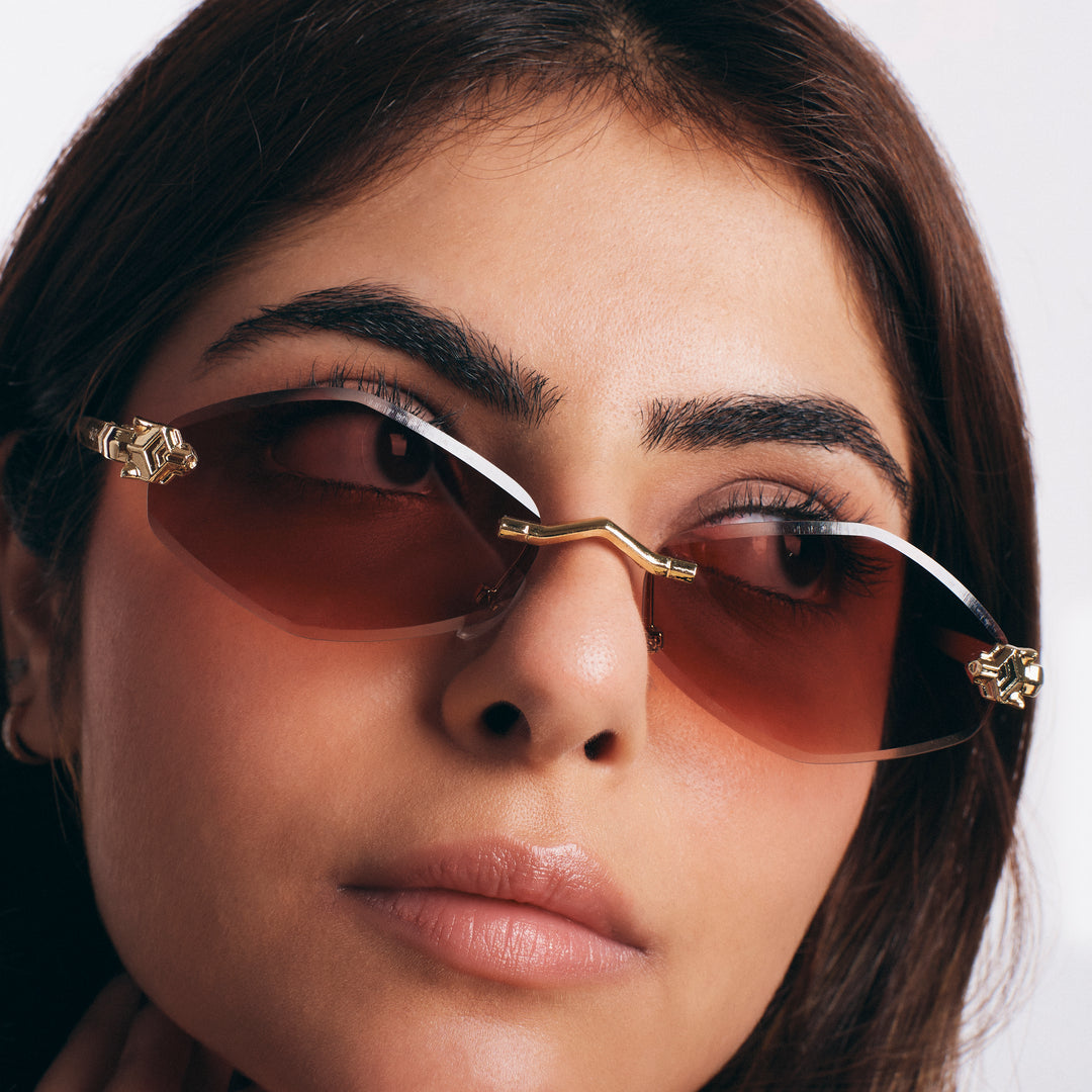 Retro Hexagon UV400 Protection Sunglasses - Brown