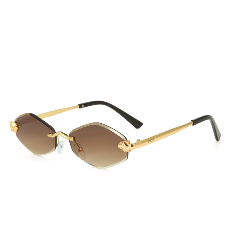 Retro Hexagon UV400 Protection Sunglasses - Brown