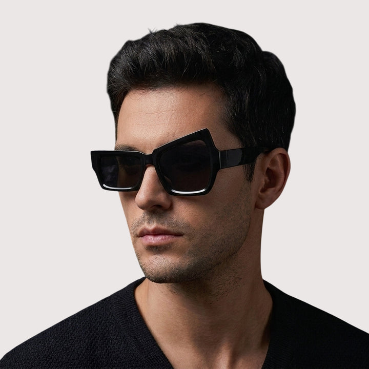 Raised Eyebrow Monochrome UV400 Protection Black Sunglasses