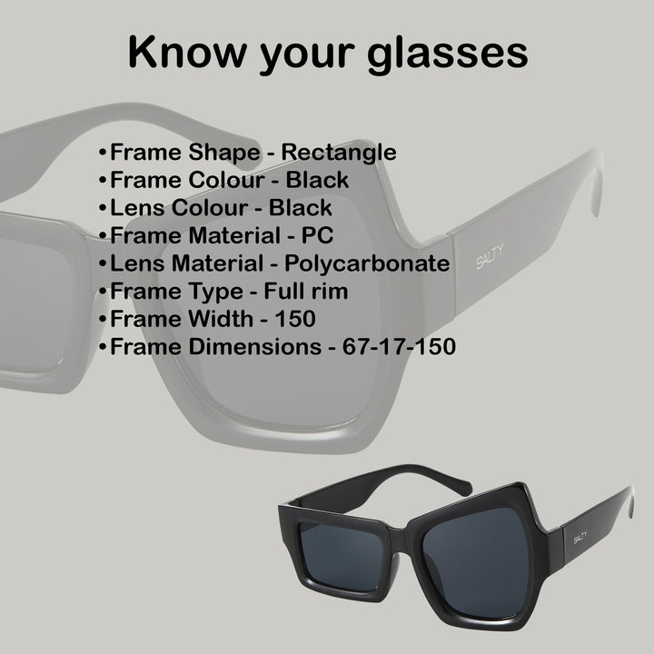 Raised Eyebrow Monochrome UV400 Protection Black Shades