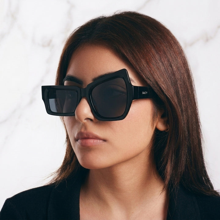 Raised Eyebrow Monochrome UV400 Protection Black Shades