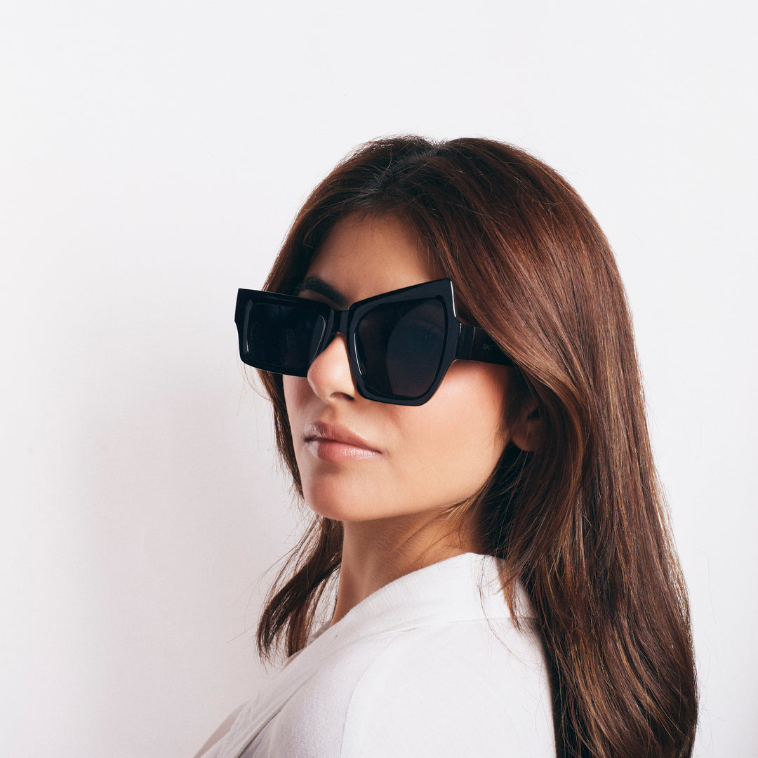 Raised Eyebrow Monochrome UV400 Protection Black Shades