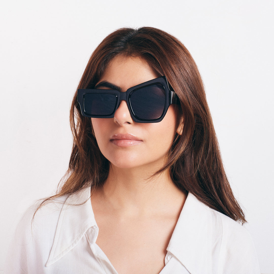 Raised Eyebrow Monochrome UV400 Protection Black Shades