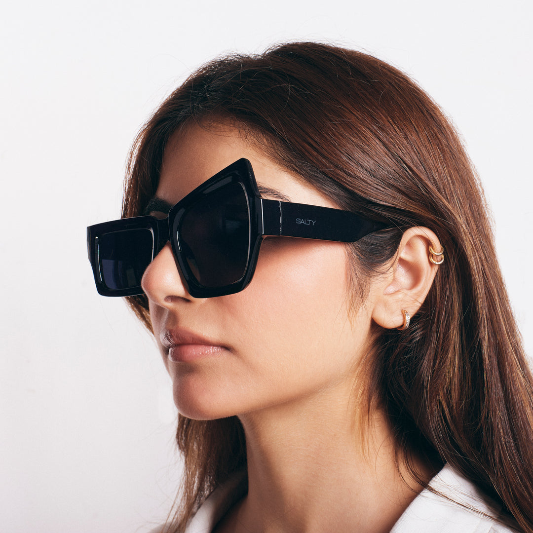 Raised Eyebrow Monochrome UV400 Protection Black Shades