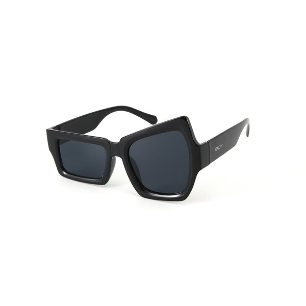 Raised Eyebrow Monochrome UV400 Protection Black Sunglasses