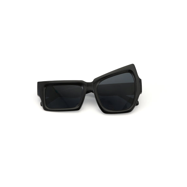 Raised Eyebrow Monochrome UV400 Protection Black Sunglasses