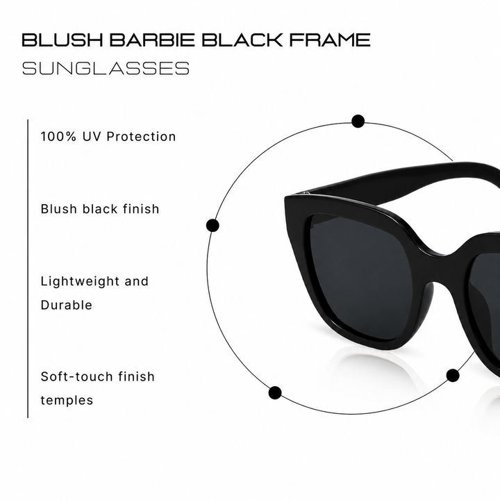 Coastal Chic Black Frame Fashion Sunglasses for Girls | Salty