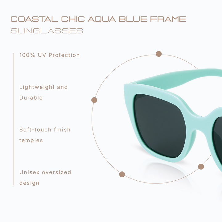 Coastal Chic Aqua Blue Frame Fashion Sunglasses for Girls