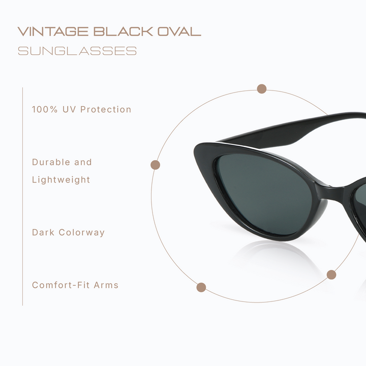 Vintage Black Oval UV Protection Sunglasses