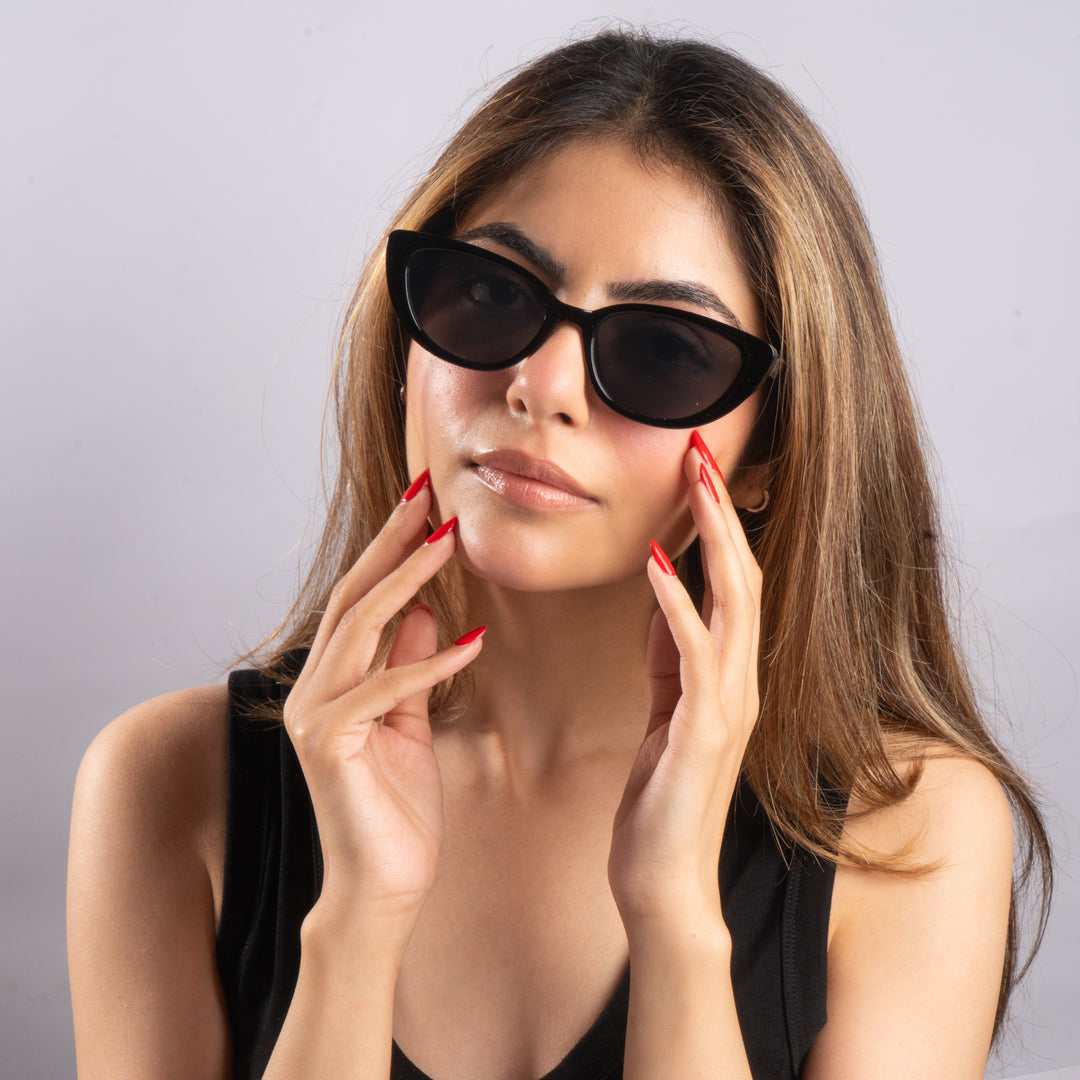 Vintage Black Oval UV Protection Sunglasses