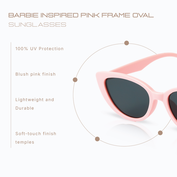 Barbie Inspired Pink Frame Oval Sunglasses for Girls