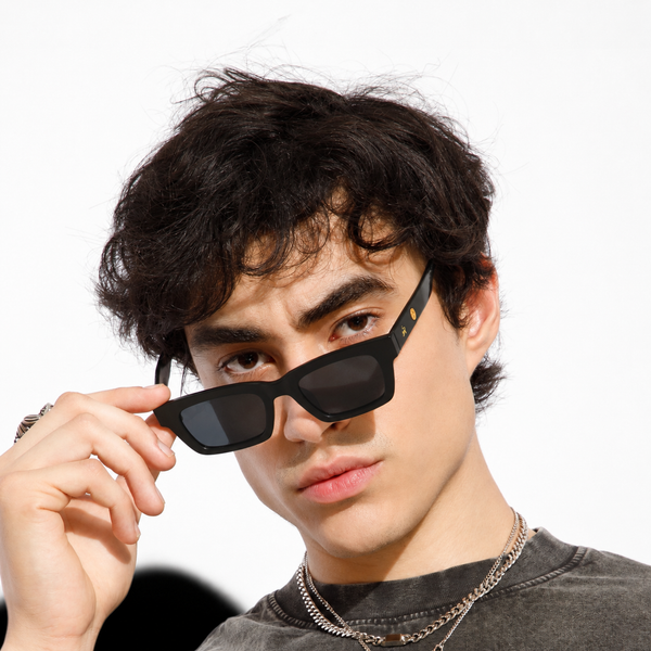 Statement Rectangular Black UV Protection Sunglasses