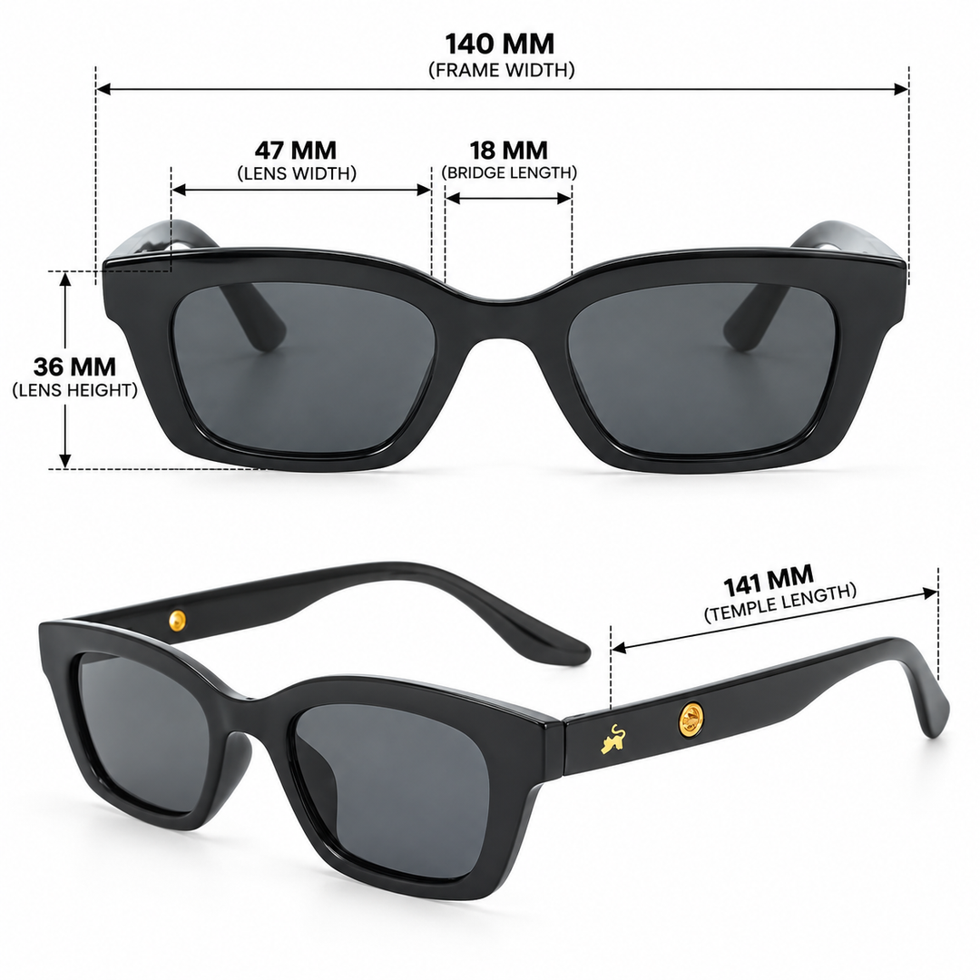 Statement Rectangular Black UV Protection Shades