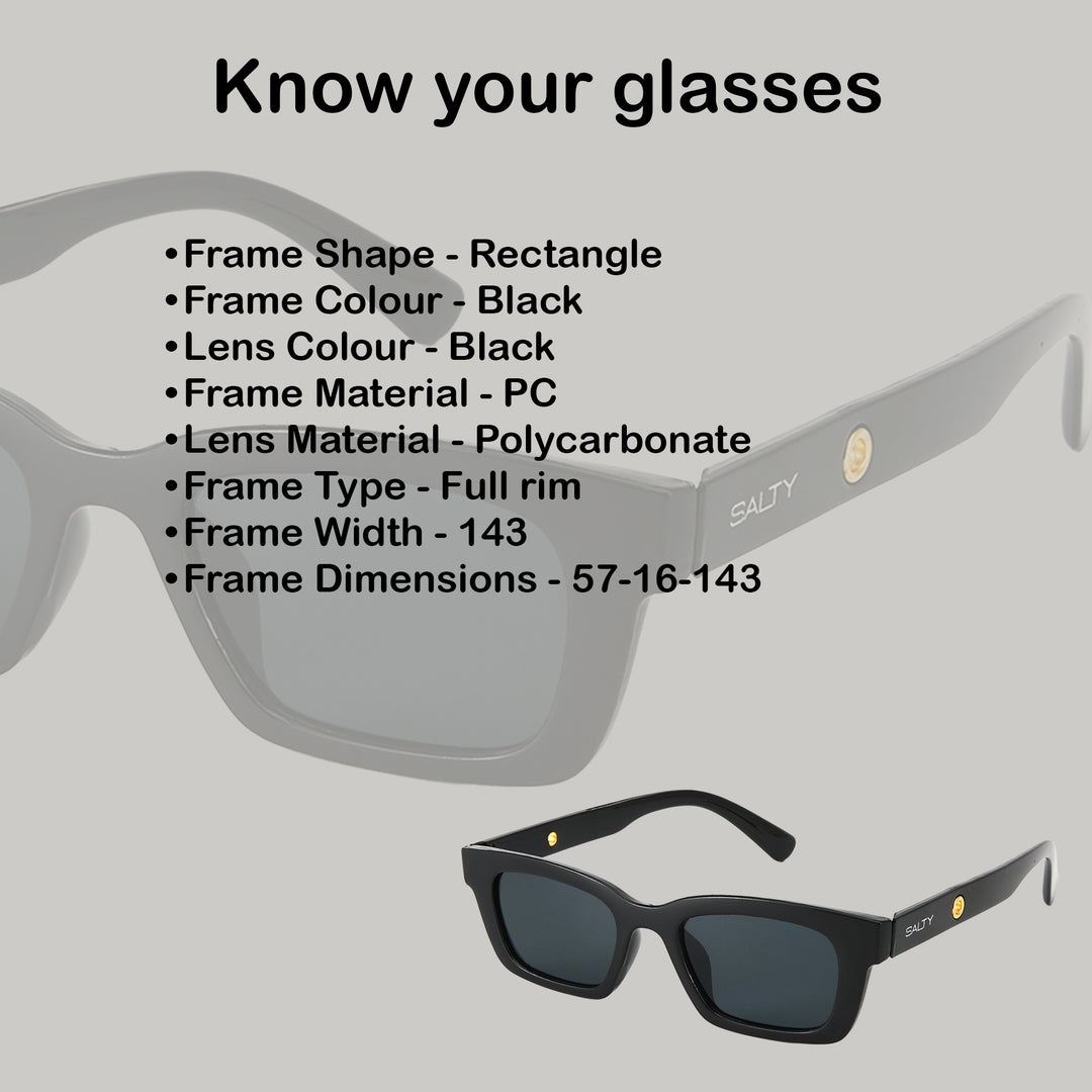 Statement Rectangular Black UV Protection Shades