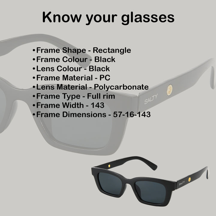 Statement Rectangular Black UV Protection Shades