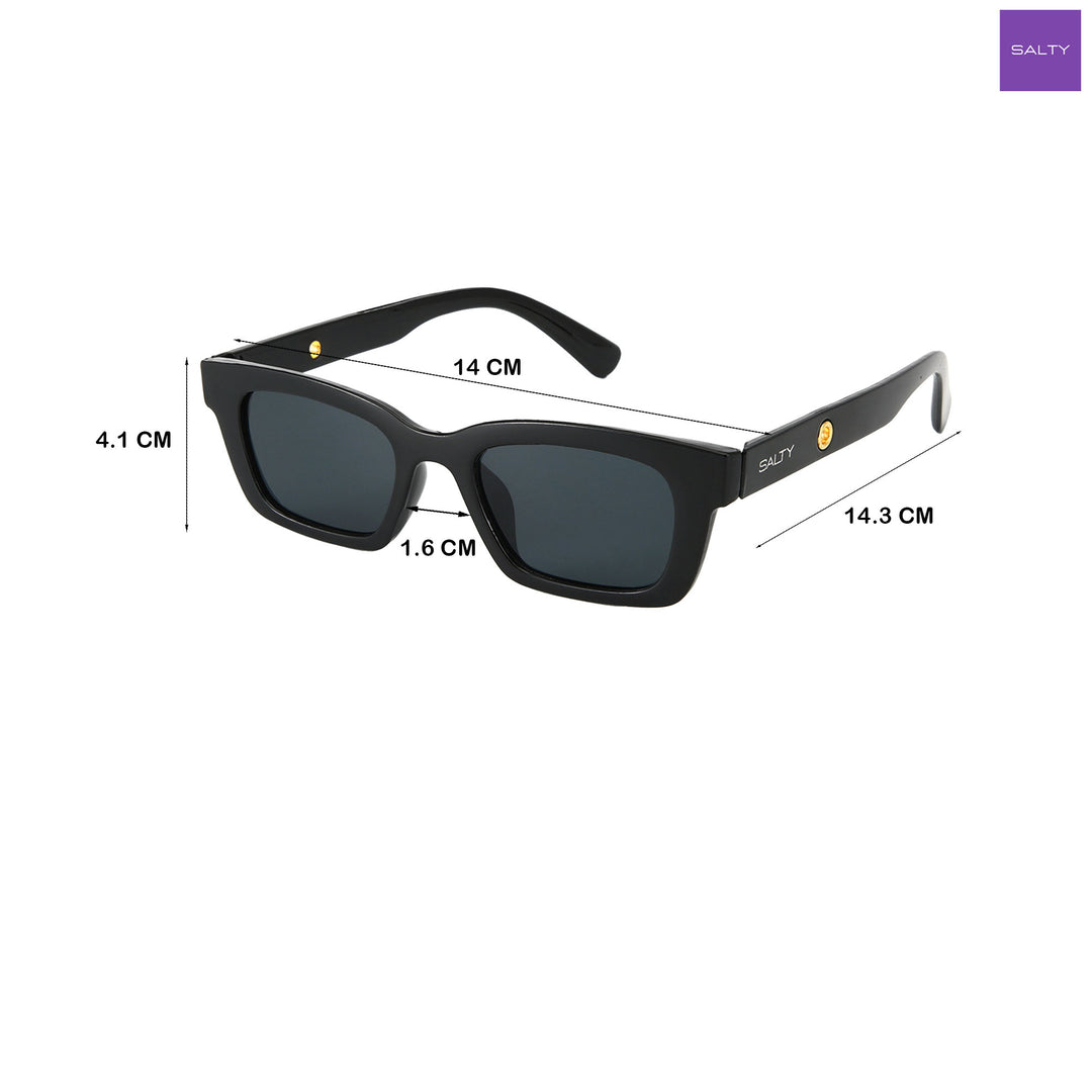 Statement Rectangular Black UV Protection Sunglasses