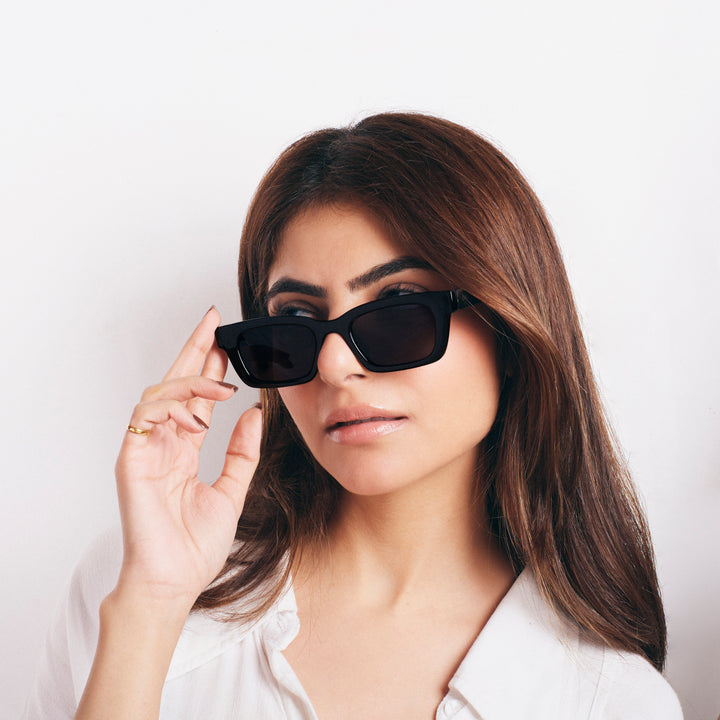 Statement Rectangular Black UV Protection Shades