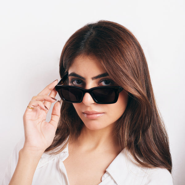 Statement Rectangular Black UV Protection Shades