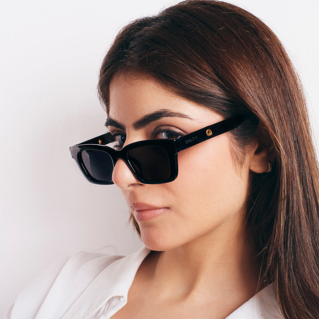 Statement Rectangular Black UV Protection Shades