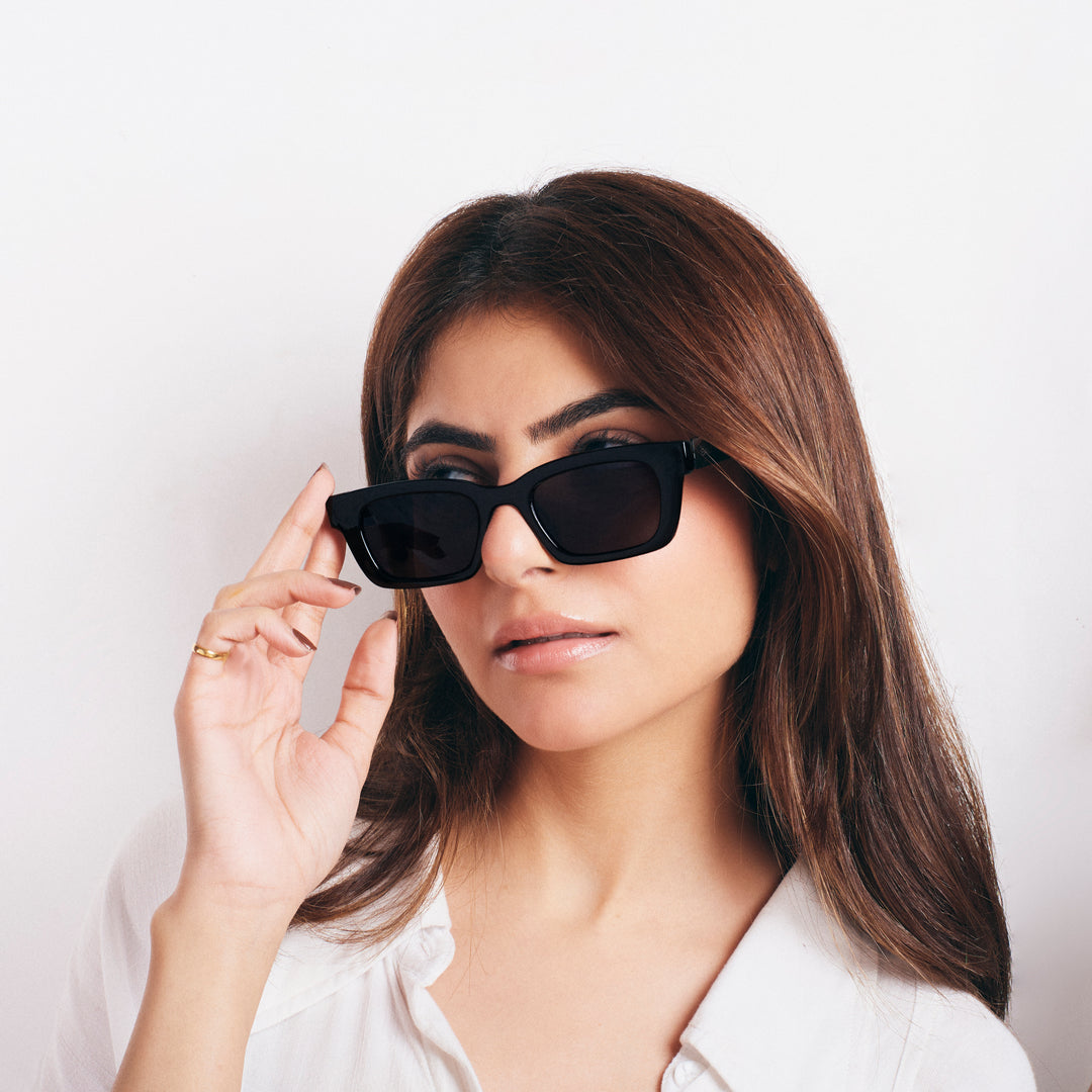 Statement Rectangular Black UV Protection Shades