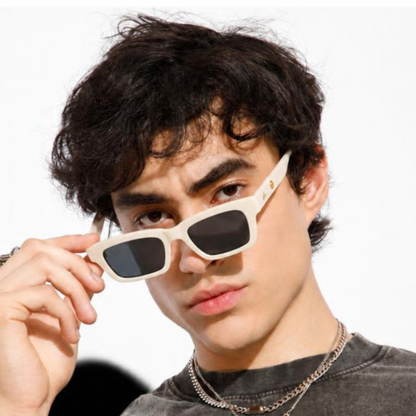 Statement Rectangular White UV Protection Shades