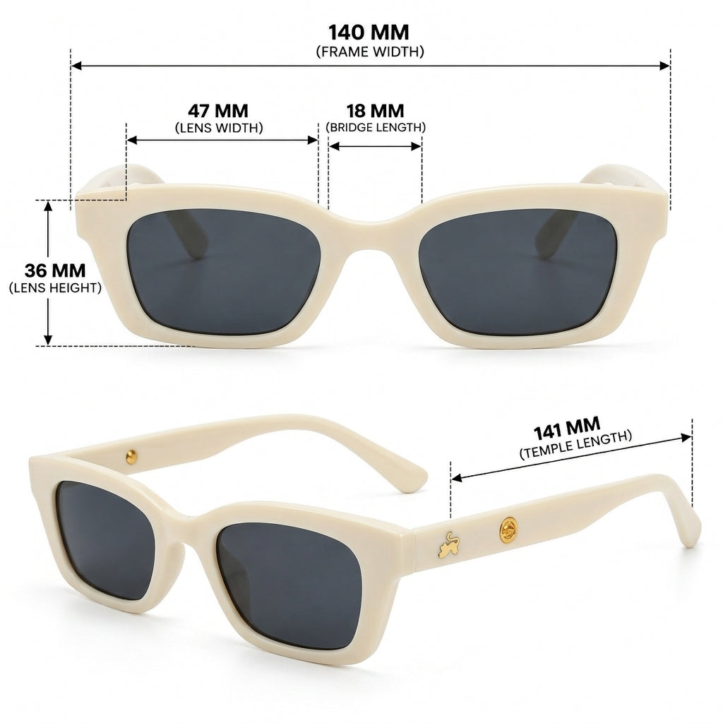 Statement Rectangular White UV Protection Shades
