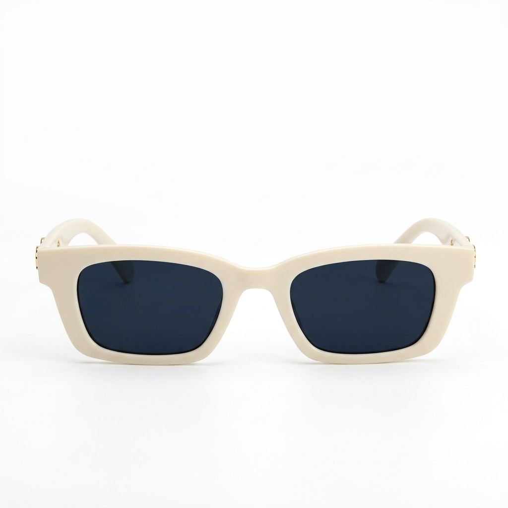 Statement Rectangular White UV Protection Shades
