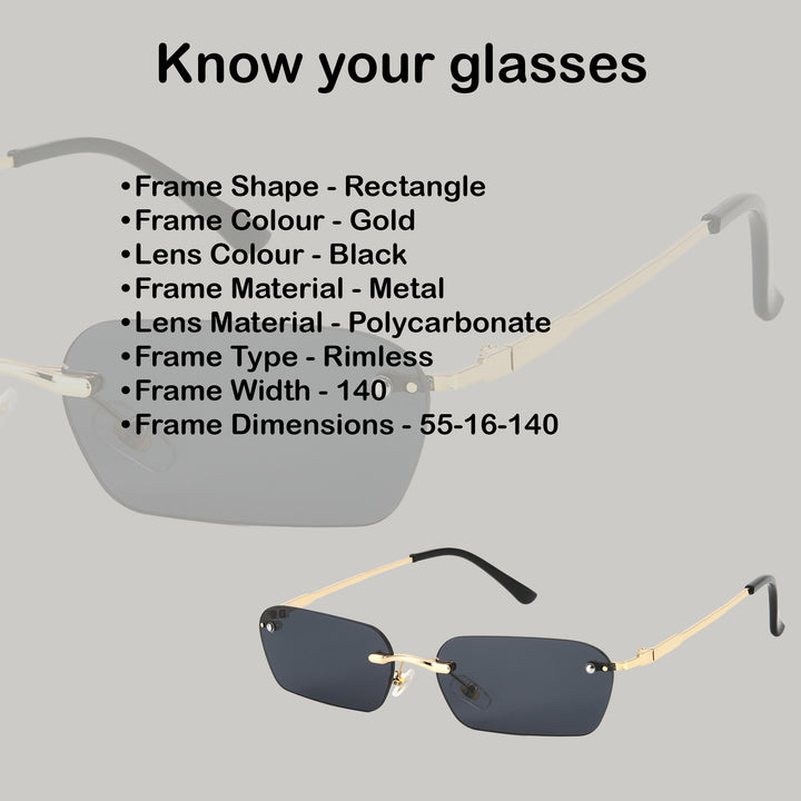 Onyx Drift Rectangle UV400 Protective Sunglasses