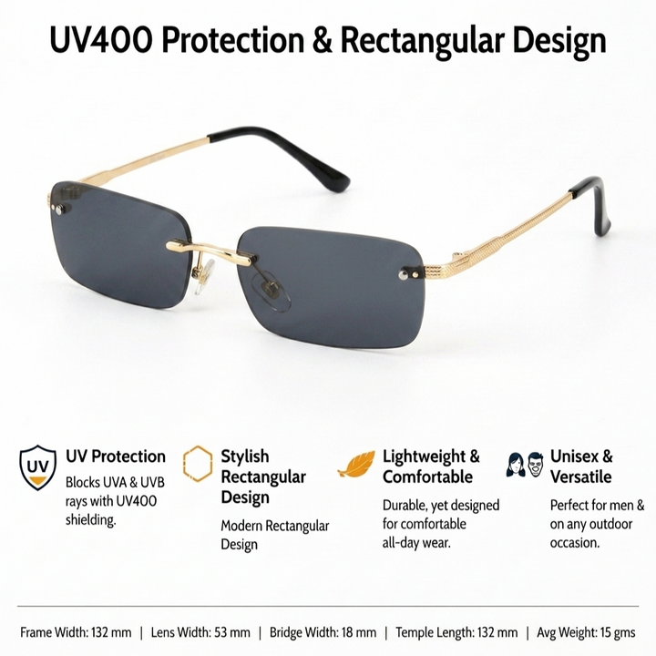 Onyx Drift Rectangle UV400 Protective Sunglasses