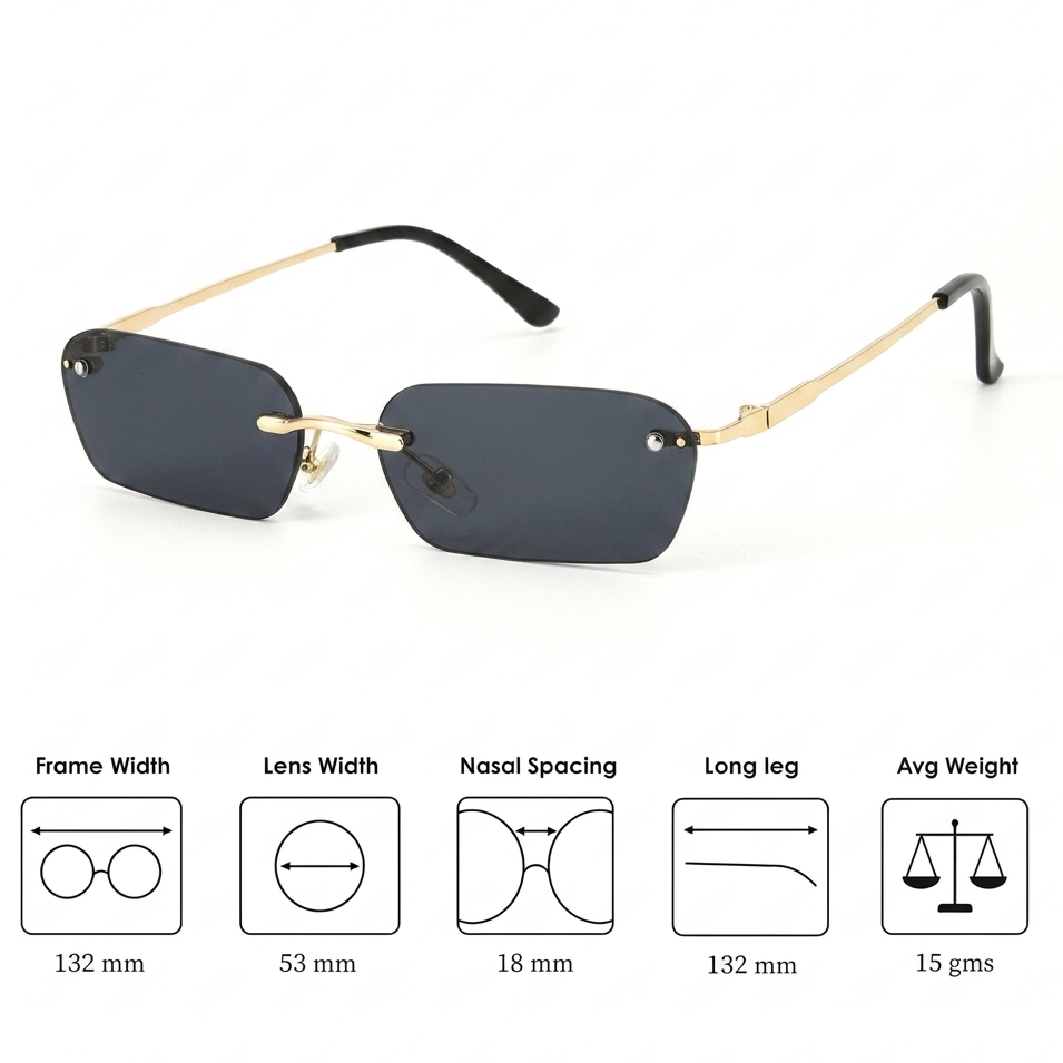 Onyx Drift Rectangle UV400 Protective Sunglasses