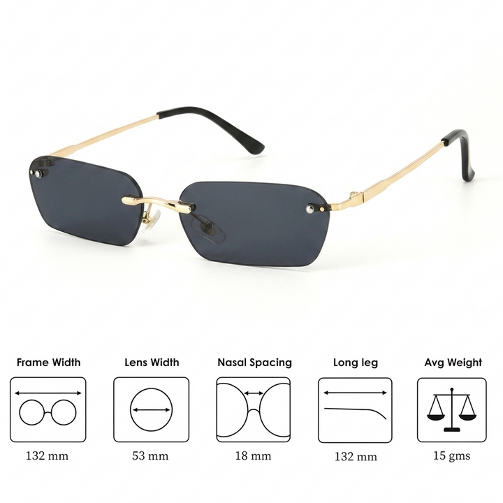 Onyx Drift Rectangle UV400 Protective Sunglasses
