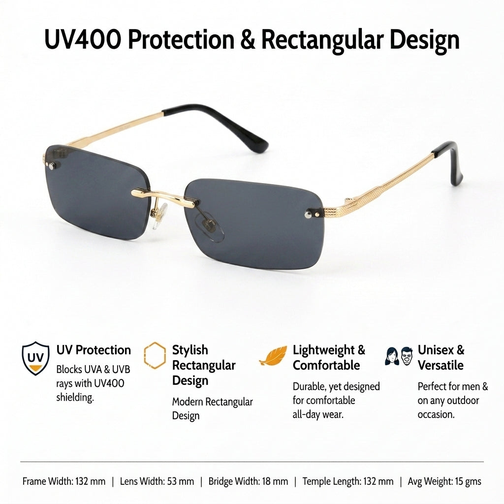 Onyx Drift Rectangle UV400 Protective Men's Sunglasses