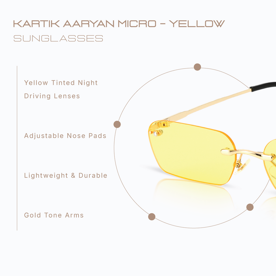 Kartik Aaryan Micro Sunglasses-Yellow