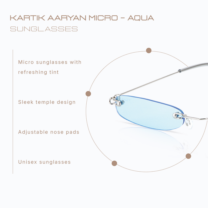 Kartik Aaryan Micro Sunglasses-Aqua