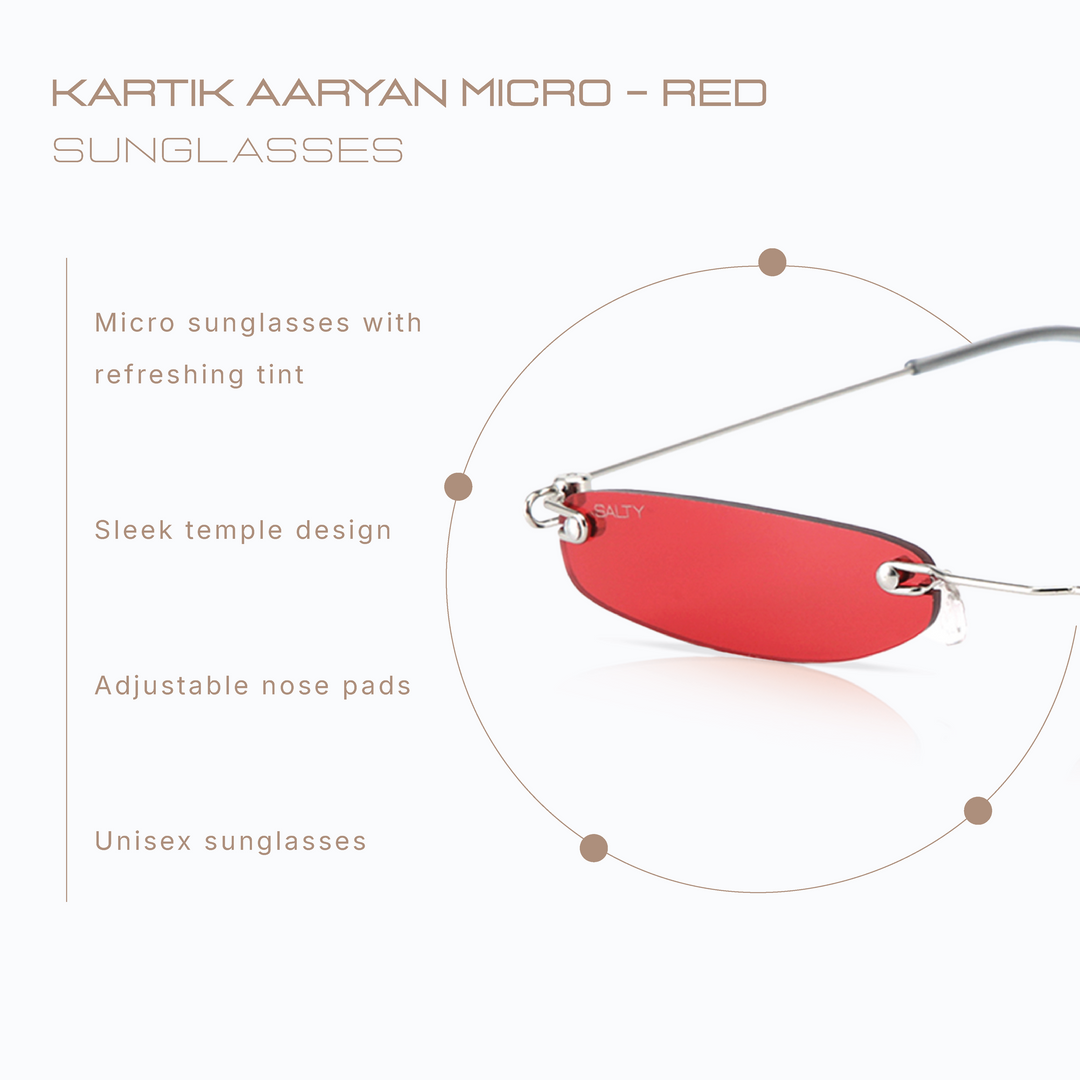 Kartik Aaryan Micro Sunglasses-Red - Salty Accessories