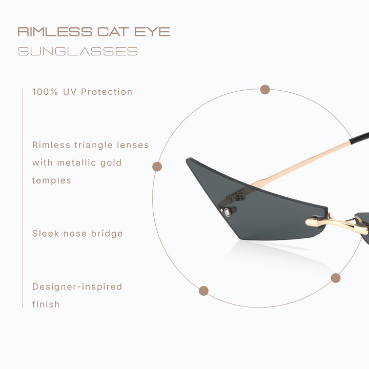 Rimless Cat Eye Sunglasses