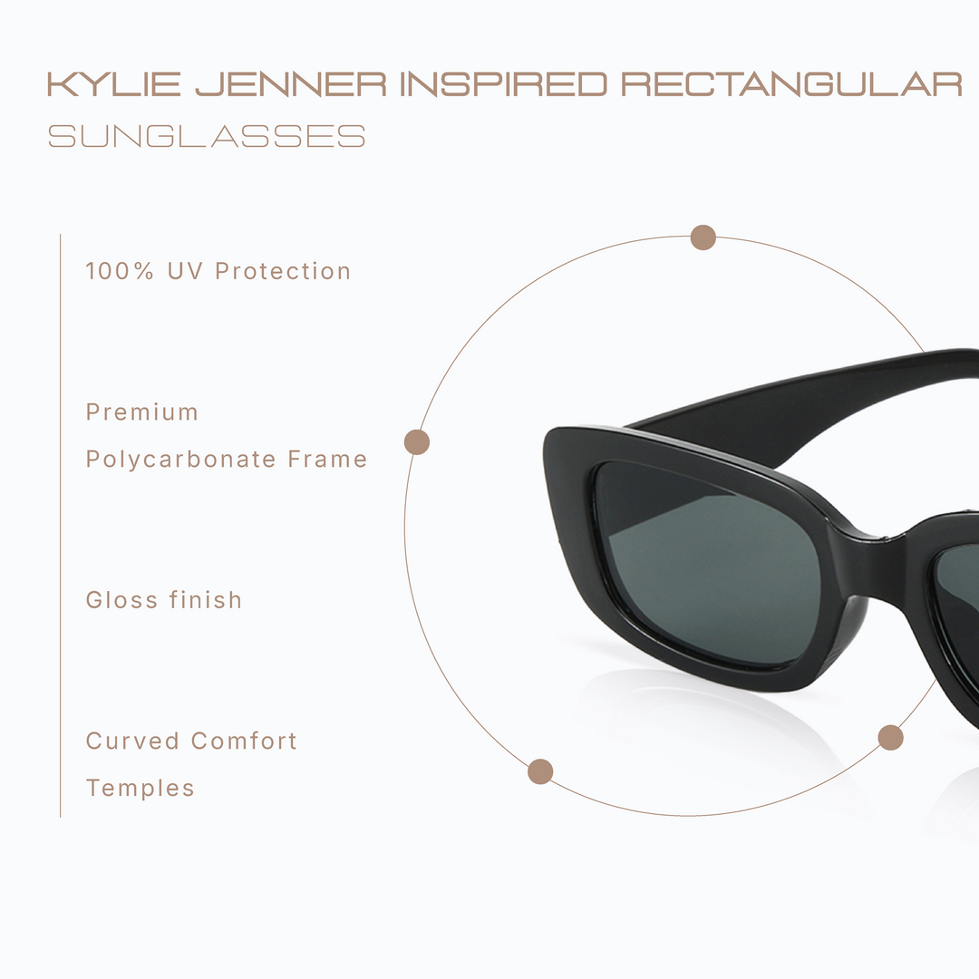 Kylie Jenner Inspired Rectangular Black Shades