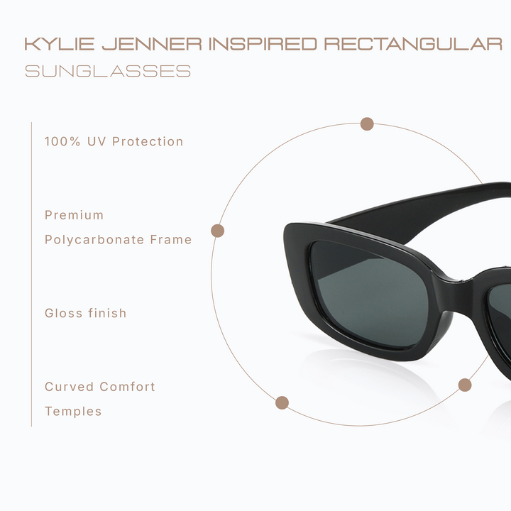 Kylie Jenner Inspired Rectangular Black Shades