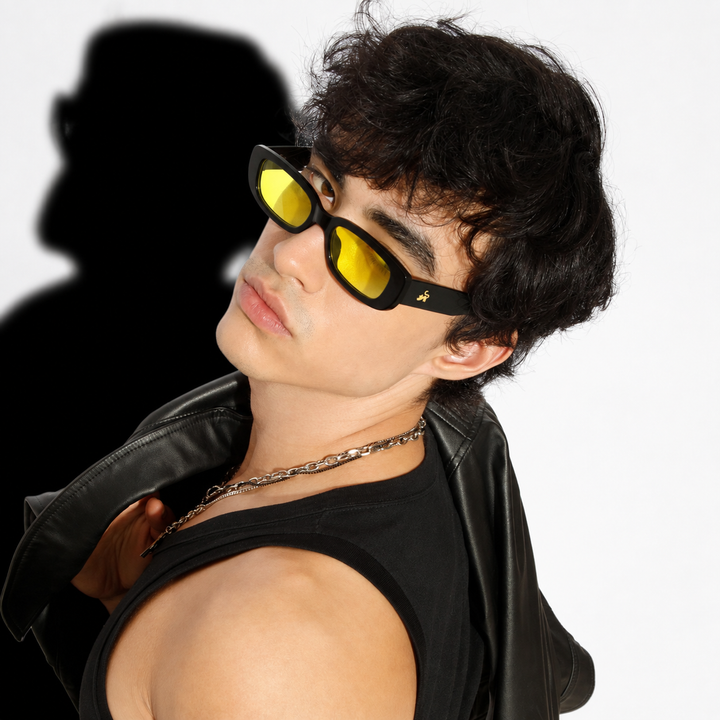 Bold Rectangular Night Driving Sunglasses for Men