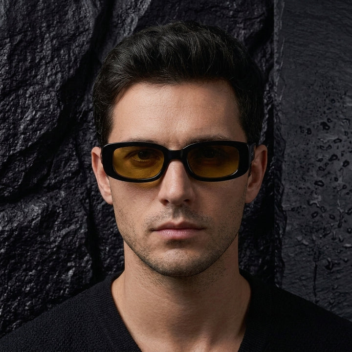 Bold Rectangular Night Driving Sunglasses for Men