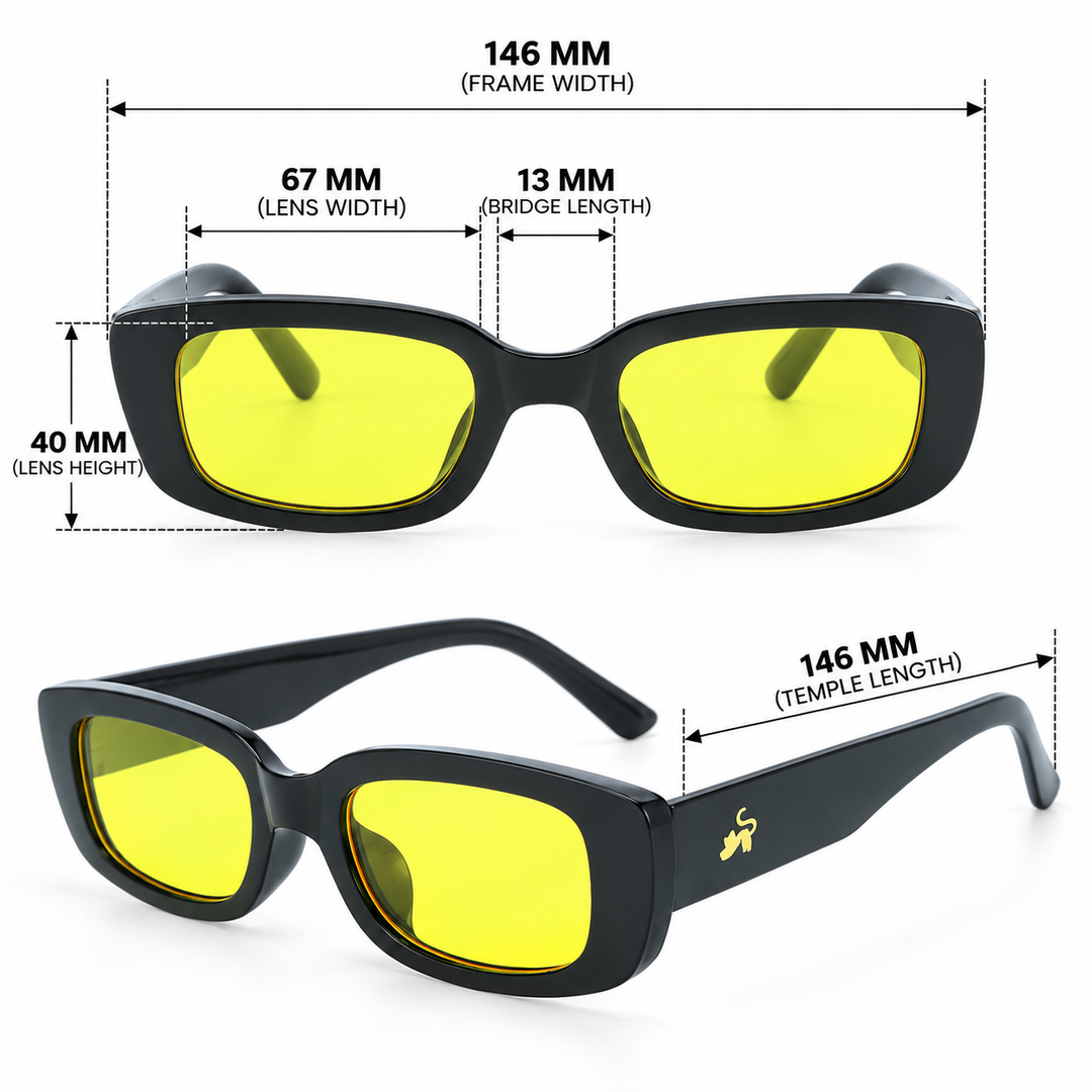 Bold Rectangular Night Driving Sunglasses