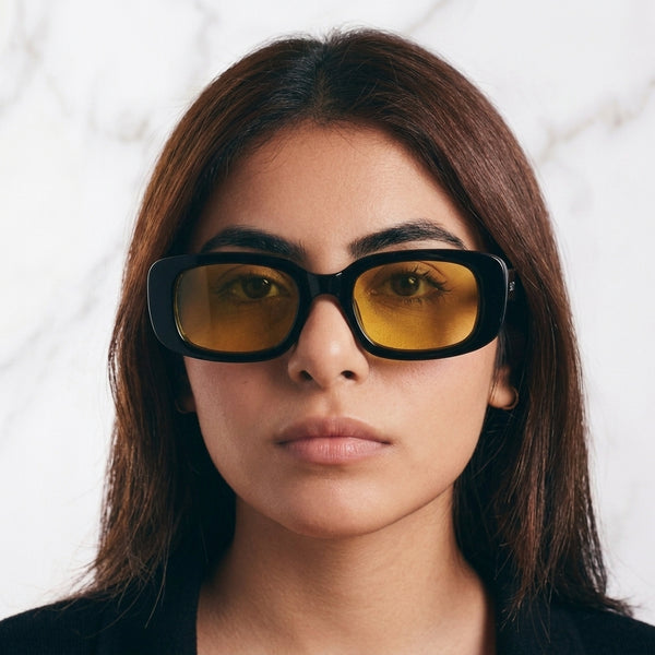 Bold Rectangular Night Driving Sunglasses