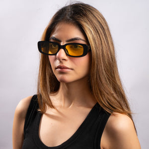 Bold Rectangular Night Driving Sunglasses
