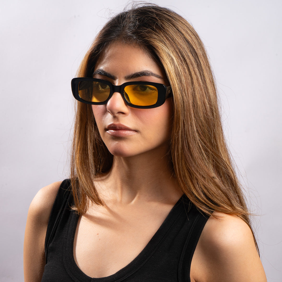 Bold Rectangular Night Driving Sunglasses