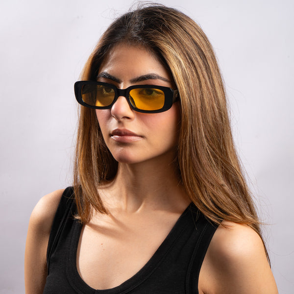Bold Rectangular Night Driving Sunglasses
