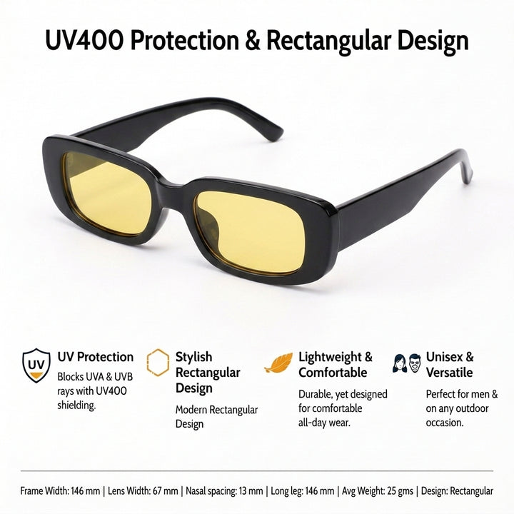 Bold Rectangular Night Driving Sunglasses for Men