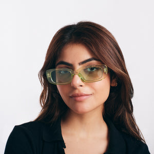 Cyberleaf Transparent Green Statement Sunglasses