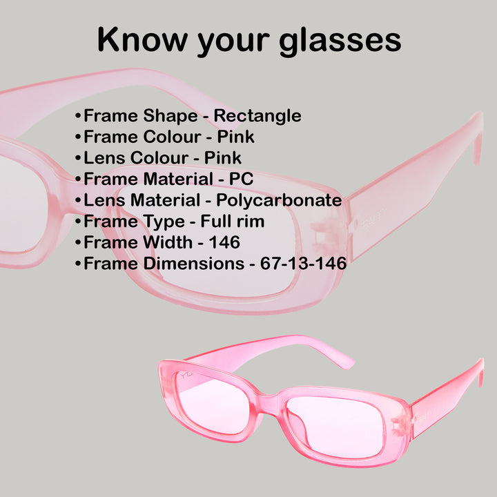 Rihanna Inspired Transparent Pink Rectangular Sunglasses